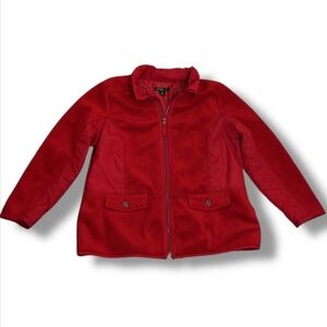 Women's Style and Co Sport Red Jacket Size 2X Full Zip Fleece Lightweight Wind